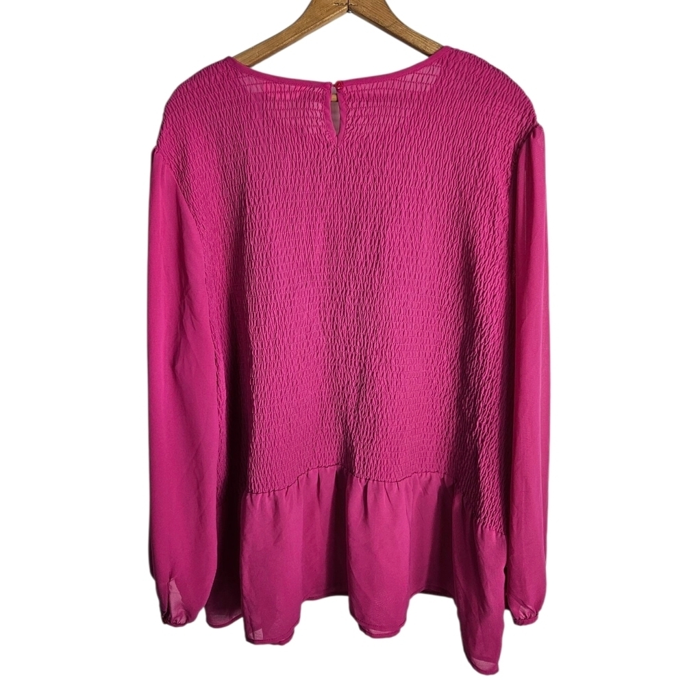 Terra & Sky Pink Smocked Flattering Top, Lightweight and Comfy, 2x - Picture 6 of 8